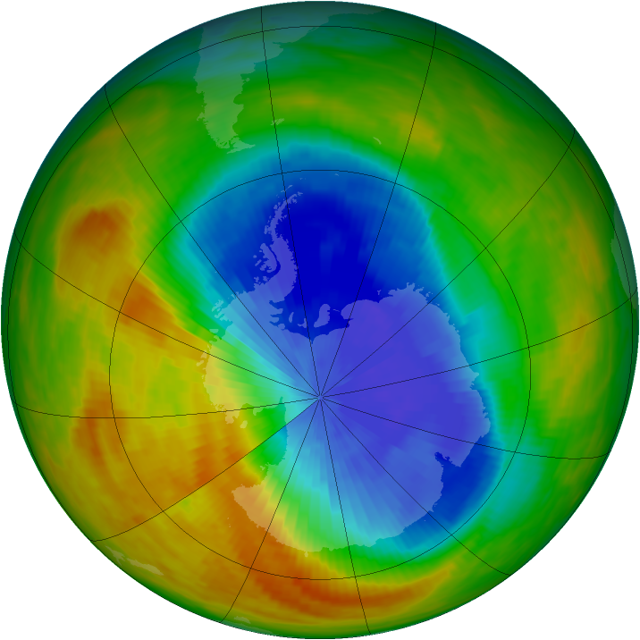 Antarctic ozone map for 13 October 1984